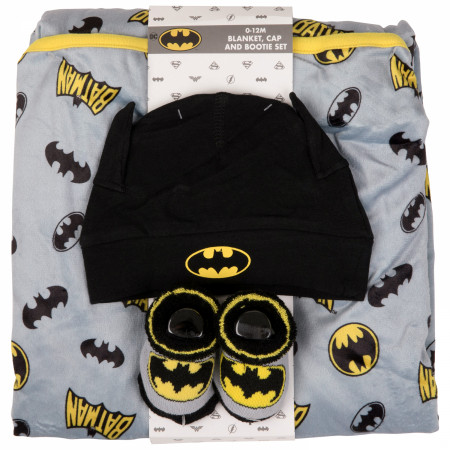 Batman Symbol Plush Infant Blanket with Cap and Booties